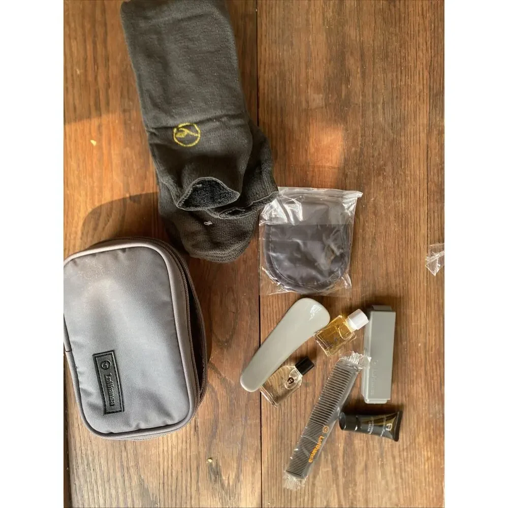 Vintage Lufthansa Airlines Amenity Kit - Gray Nylon Clamshell-style